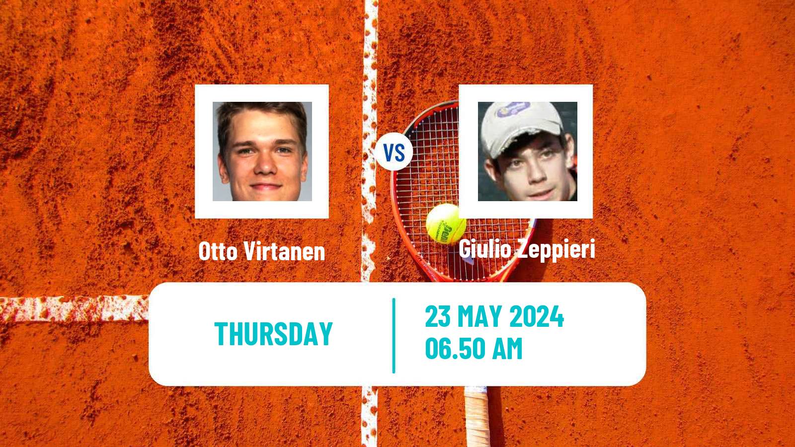 Tennis ATP Roland Garros Otto Virtanen - Giulio Zeppieri