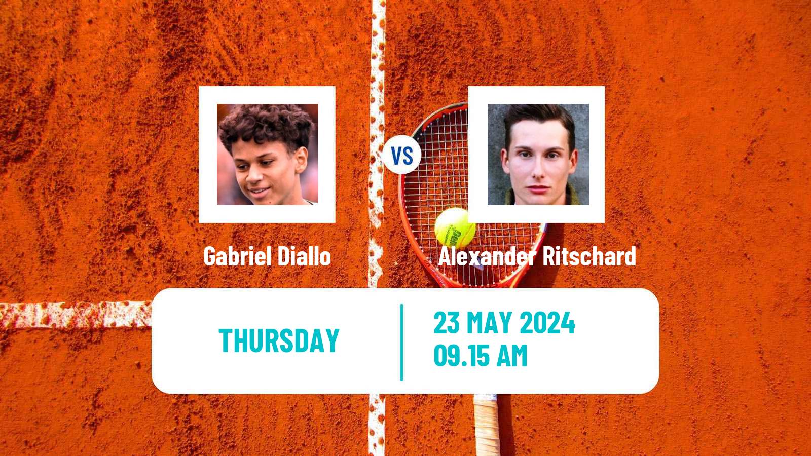 Tennis ATP Roland Garros Gabriel Diallo - Alexander Ritschard