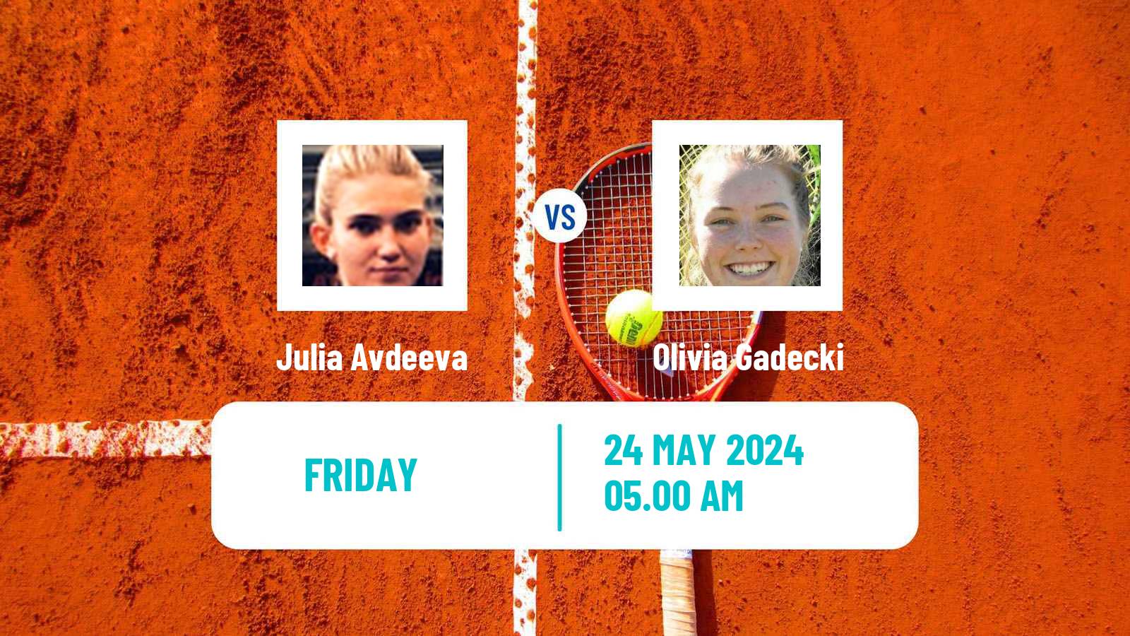 Tennis WTA Roland Garros Julia Avdeeva - Olivia Gadecki