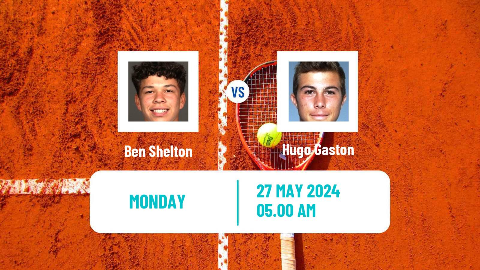 Tennis ATP Roland Garros Ben Shelton - Hugo Gaston