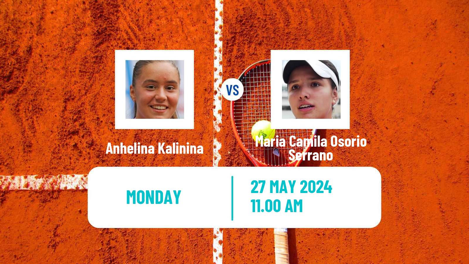 Tennis WTA Roland Garros Anhelina Kalinina - Maria Camila Osorio Serrano