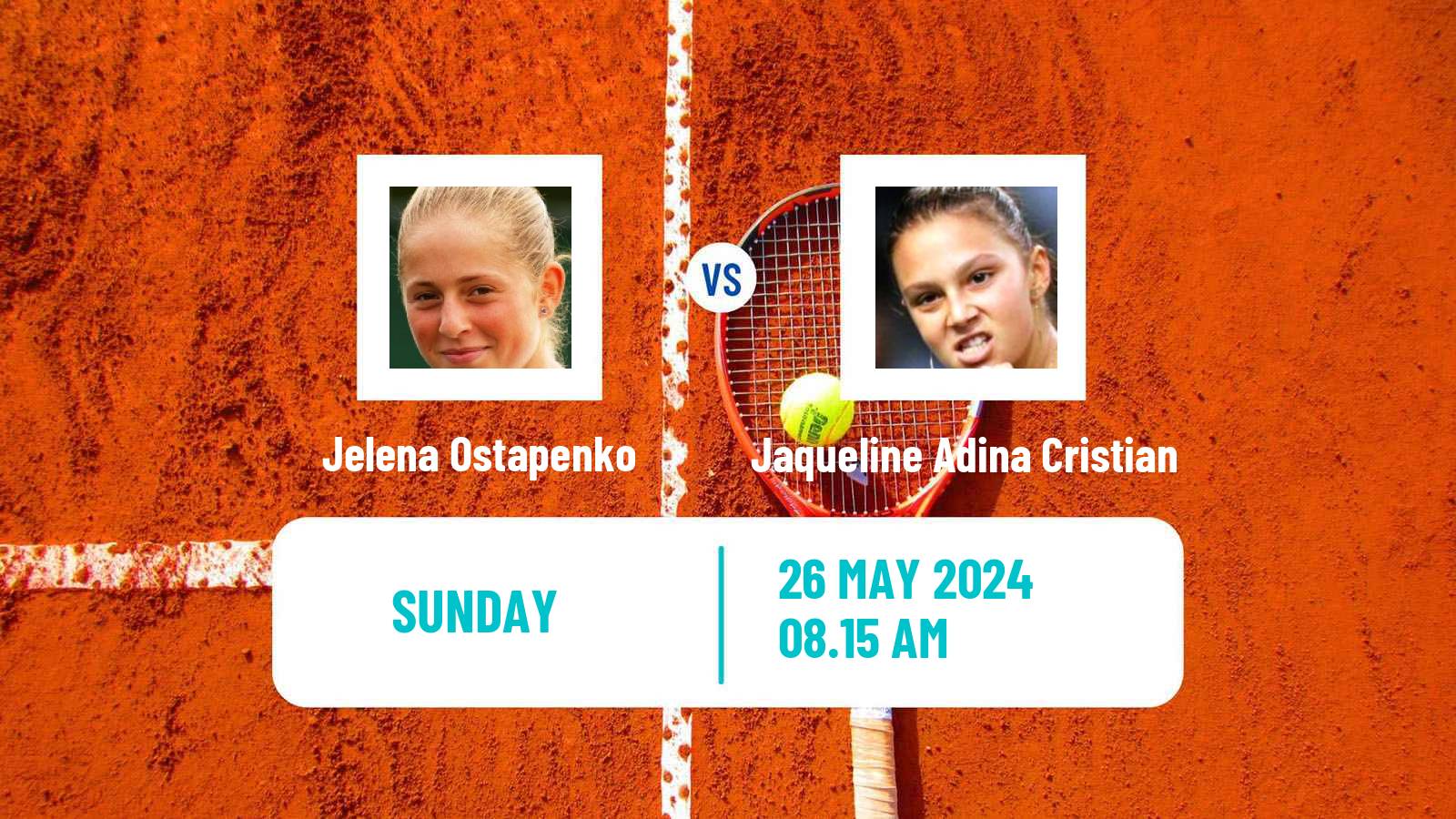 Tennis WTA Roland Garros Jelena Ostapenko - Jaqueline Adina Cristian