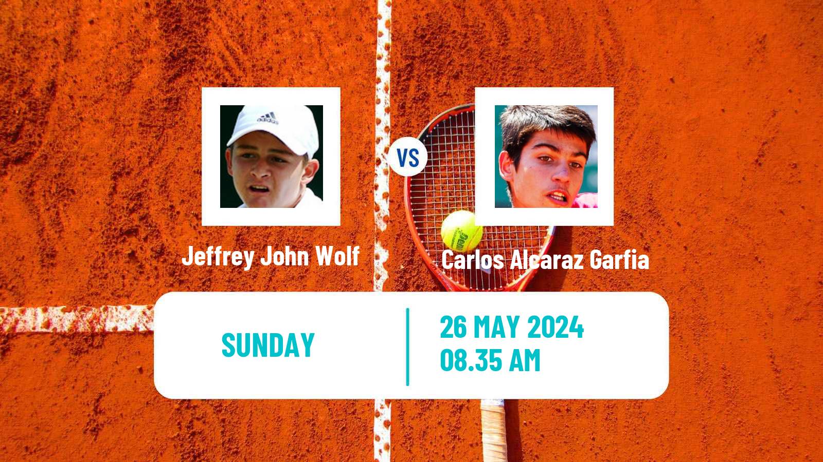 Tennis ATP Roland Garros Jeffrey John Wolf - Carlos Alcaraz Garfia