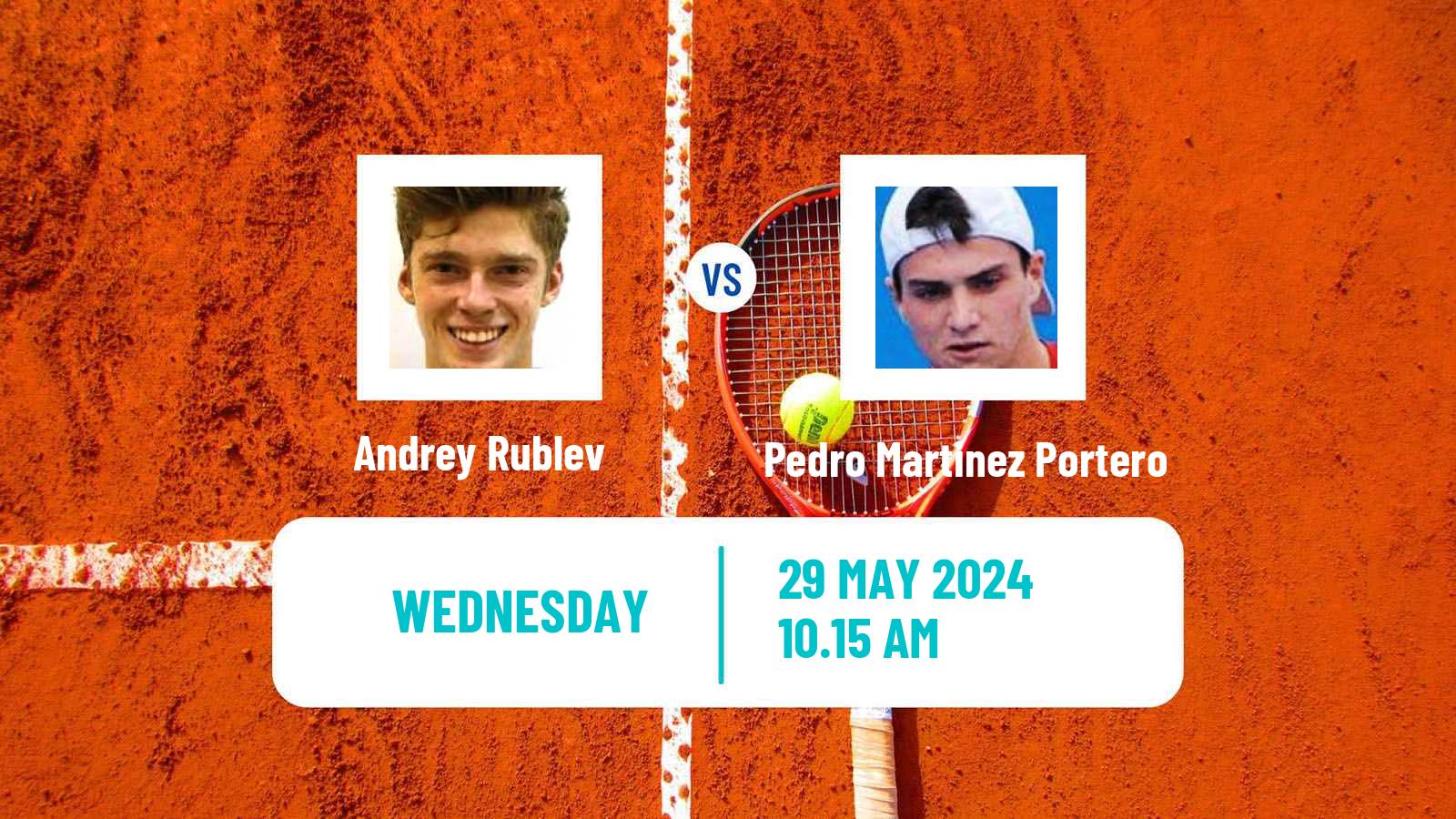 Tennis ATP Roland Garros Andrey Rublev - Pedro Martinez Portero