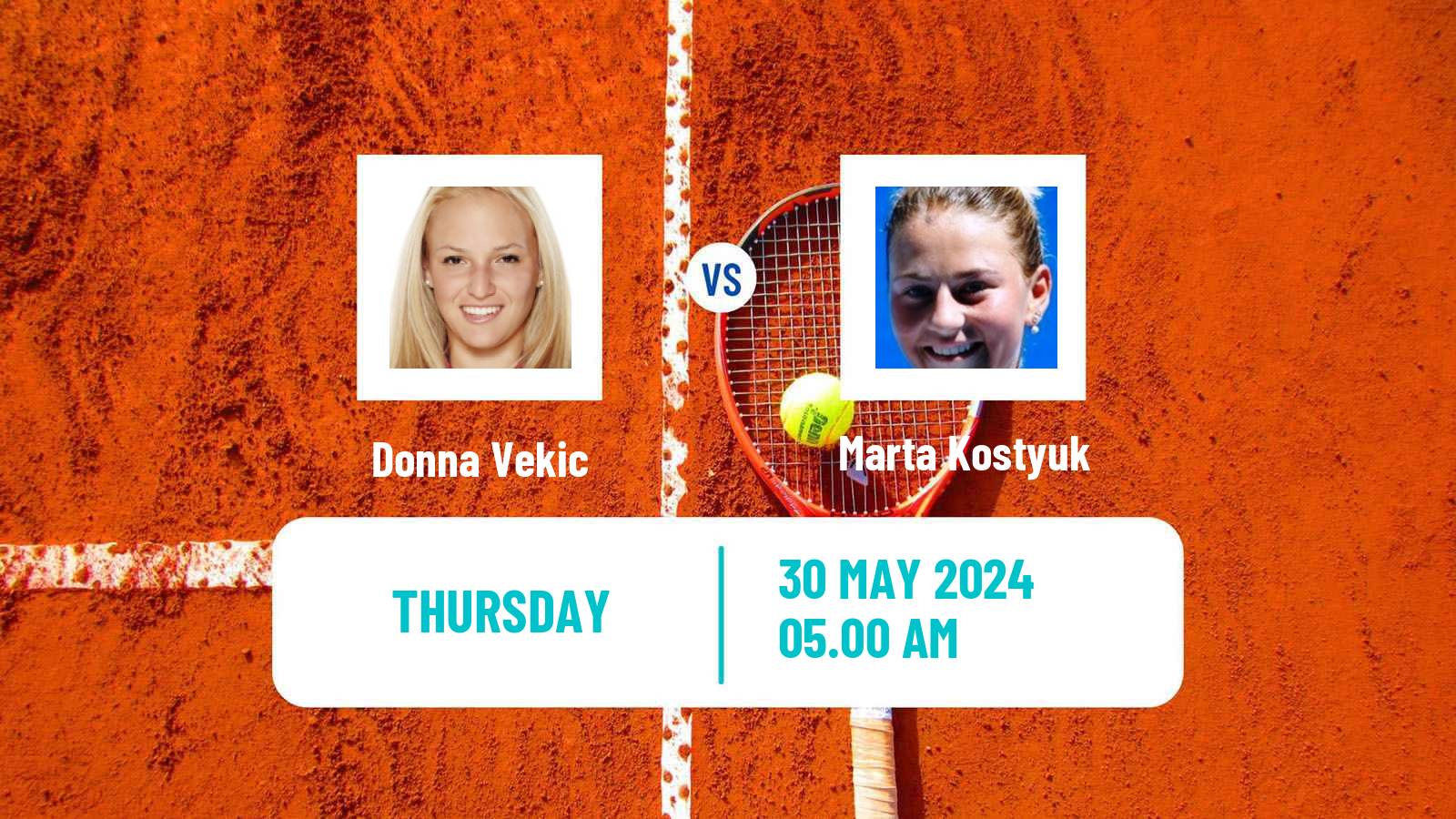 Tennis WTA Roland Garros Donna Vekic - Marta Kostyuk