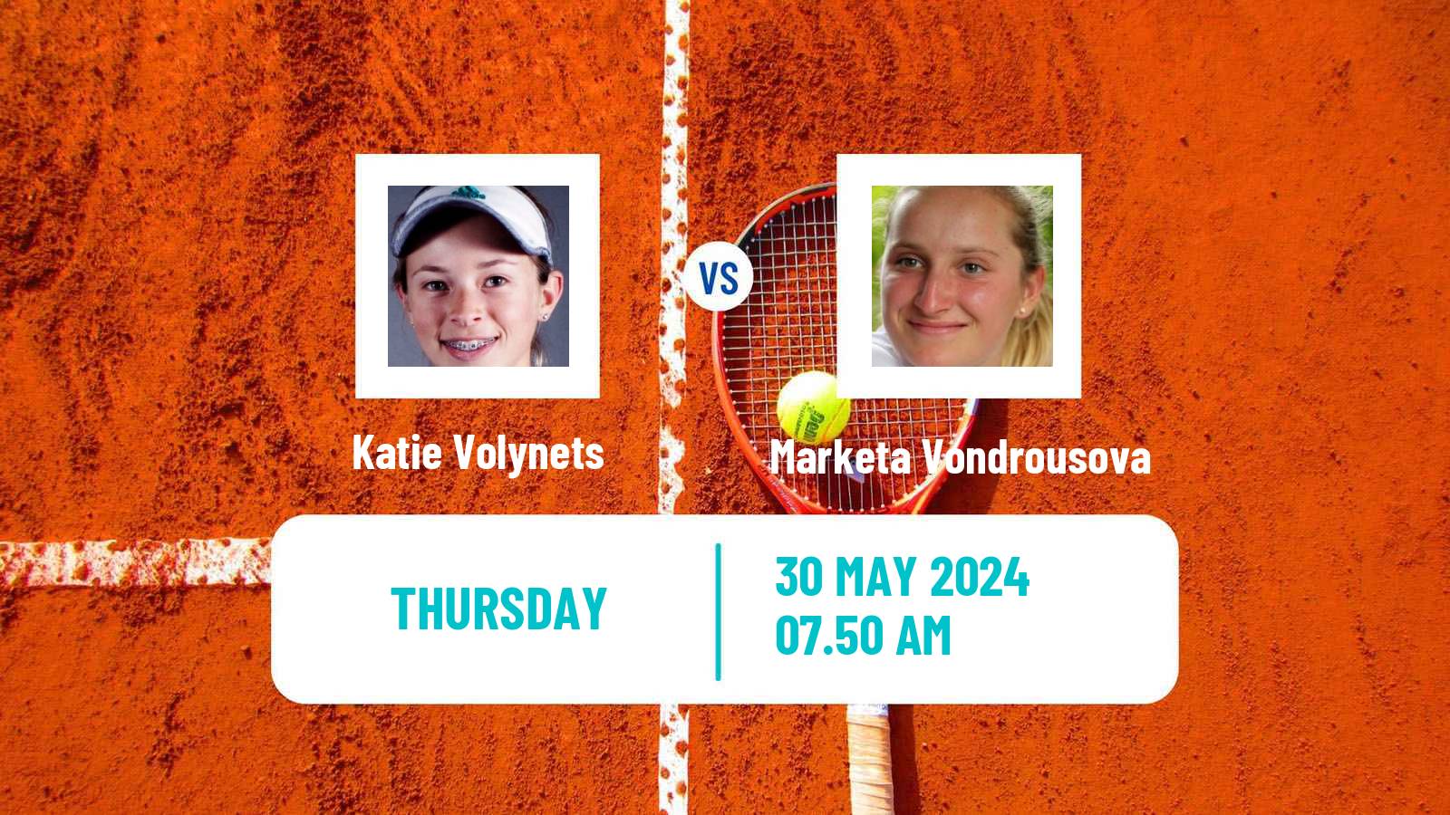 Tennis WTA Roland Garros Katie Volynets - Marketa Vondrousova