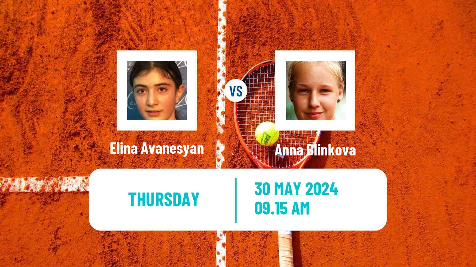 Tennis WTA Roland Garros Elina Avanesyan - Anna Blinkova