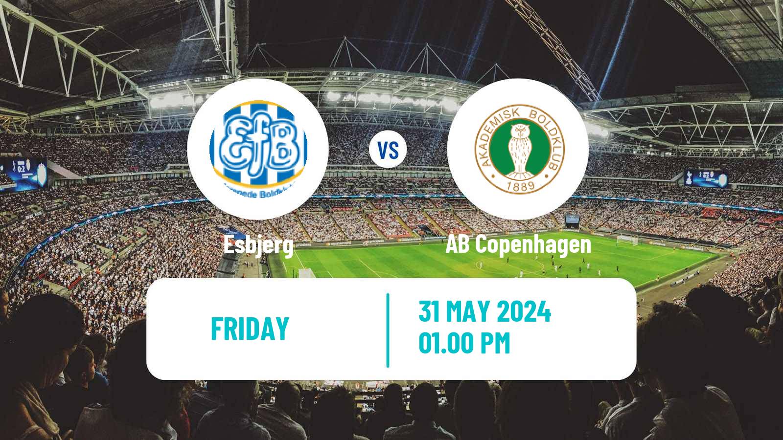 Soccer Danish 2 Division Esbjerg - AB Copenhagen