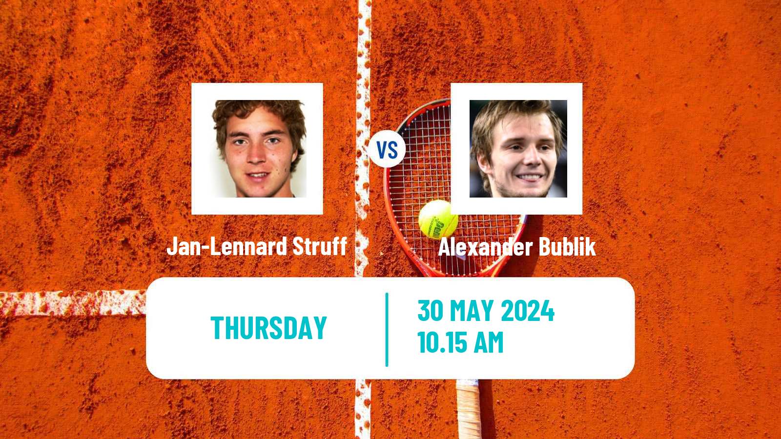 Tennis ATP Roland Garros Jan-Lennard Struff - Alexander Bublik