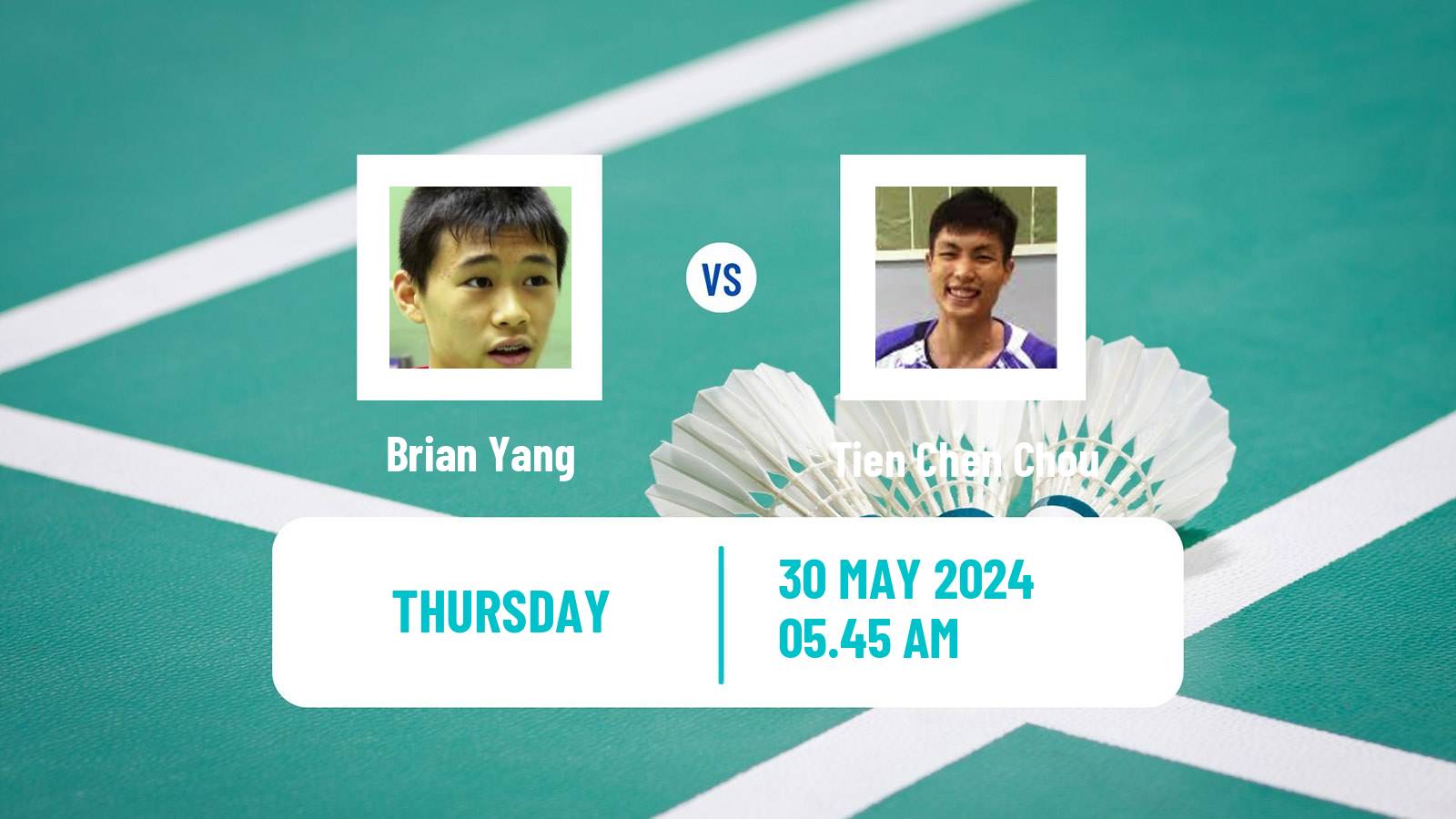 Badminton BWF World Tour Singapore Open Men Brian Yang - Tien Chen Chou