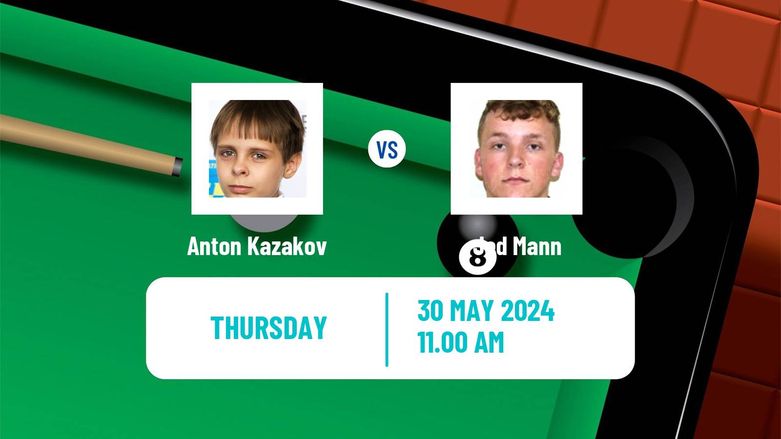 Snooker Qualifying School 2 Anton Kazakov - Jed Mann