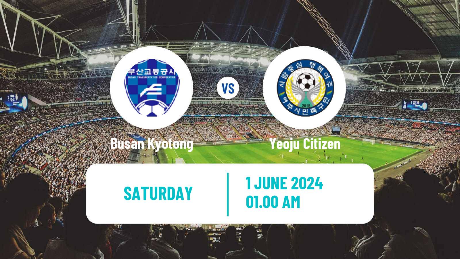 Soccer South Korean K3 League Busan Kyotong - Yeoju Citizen