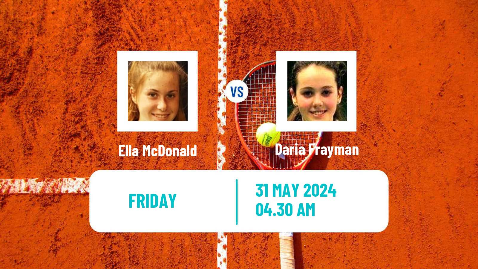 Tennis ITF W15 Monastir 20 Women Ella McDonald - Daria Frayman