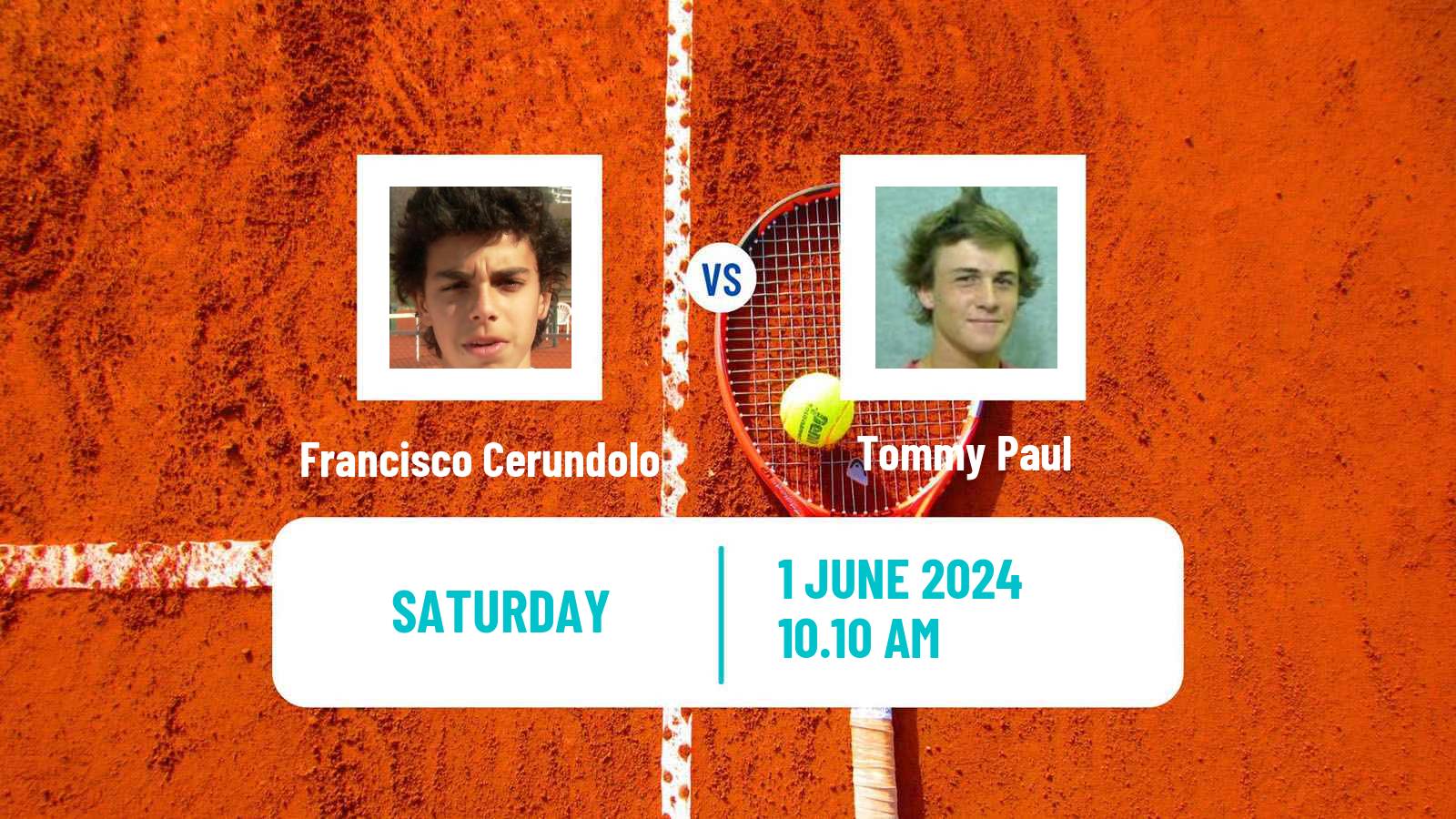 Tennis ATP Roland Garros Francisco Cerundolo - Tommy Paul