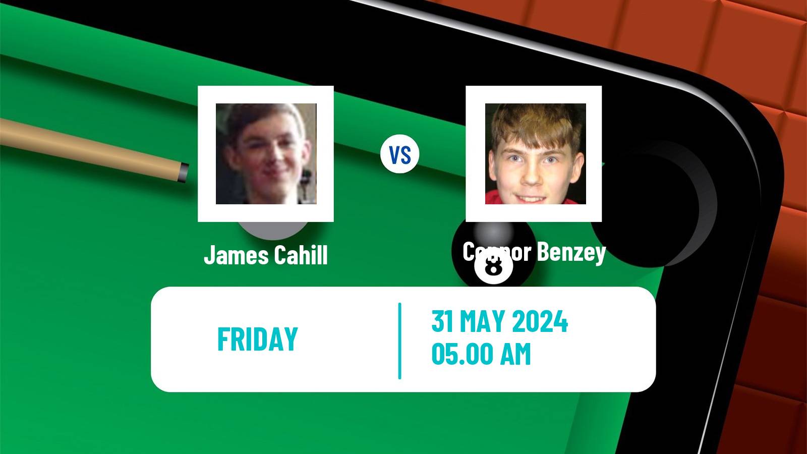 Snooker Qualifying School 2 James Cahill - Connor Benzey