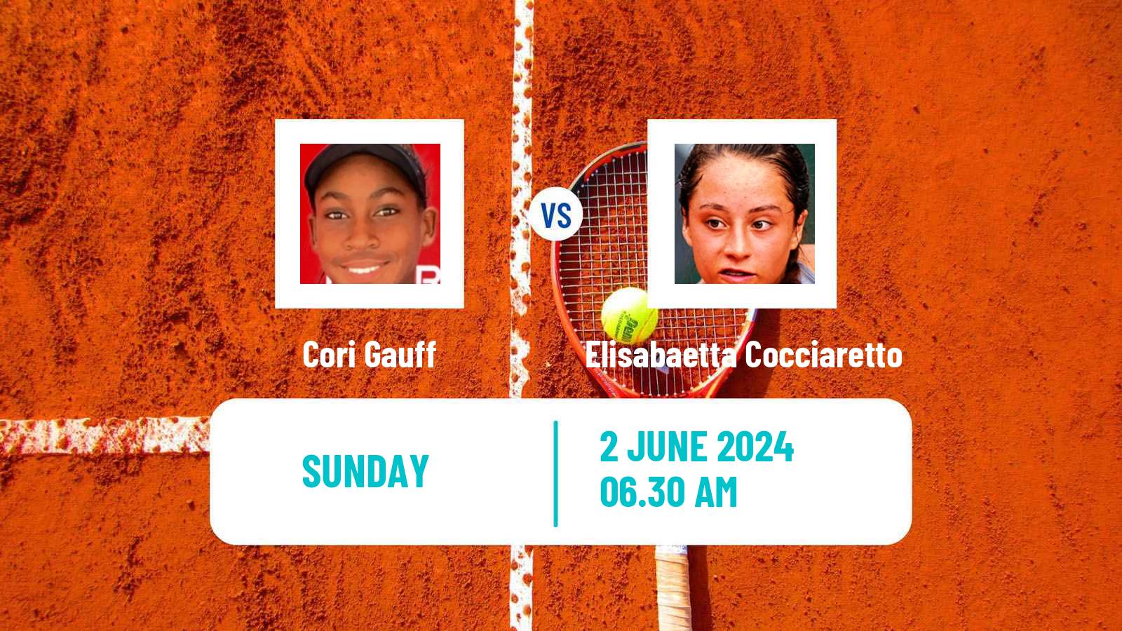 Tennis WTA Roland Garros Cori Gauff - Elisabaetta Cocciaretto