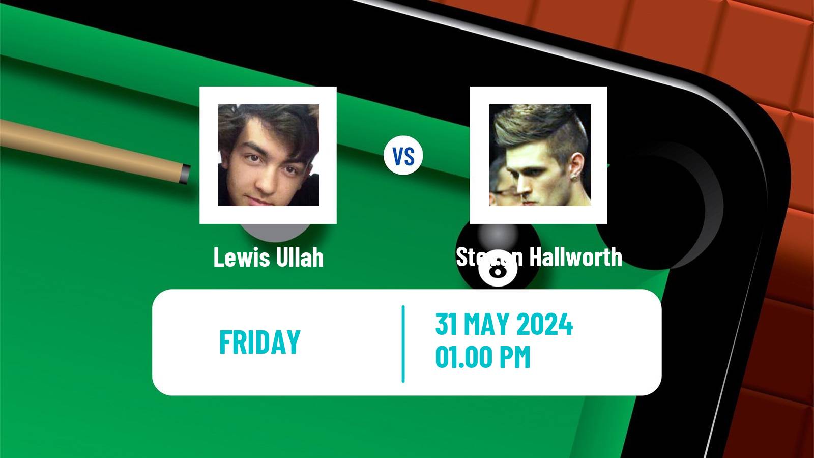 Snooker Qualifying School 2 Lewis Ullah - Steven Hallworth