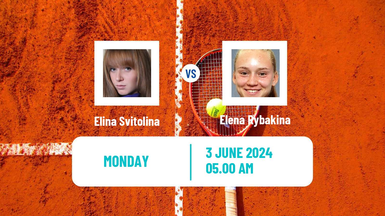 Tennis WTA Roland Garros Elina Svitolina - Elena Rybakina