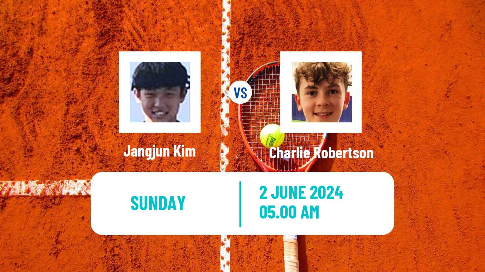 Tennis Boys Singles French Open Jangjun Kim - Charlie Robertson