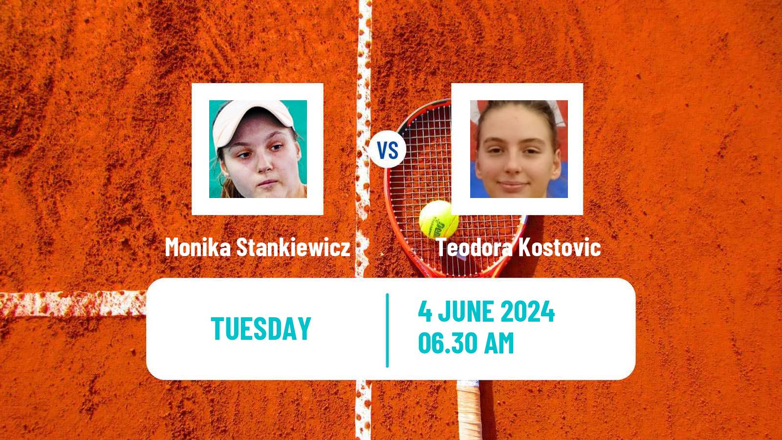 Tennis Girls Singles French Open Monika Stankiewicz - Teodora Kostovic
