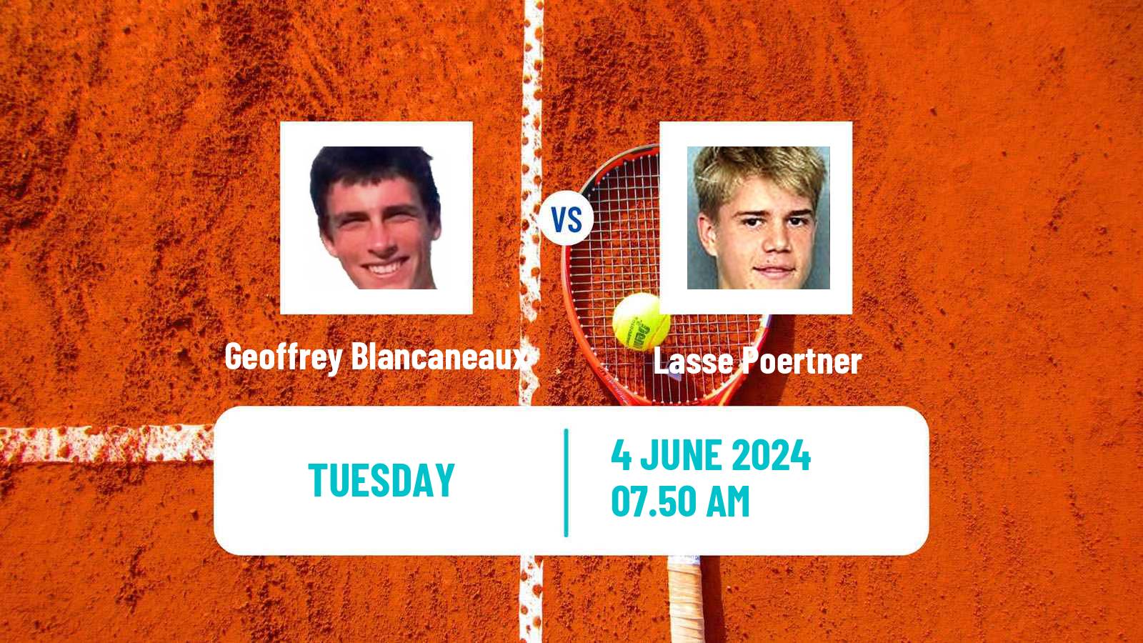Tennis Heilbronn Challenger Men Geoffrey Blancaneaux - Lasse Poertner