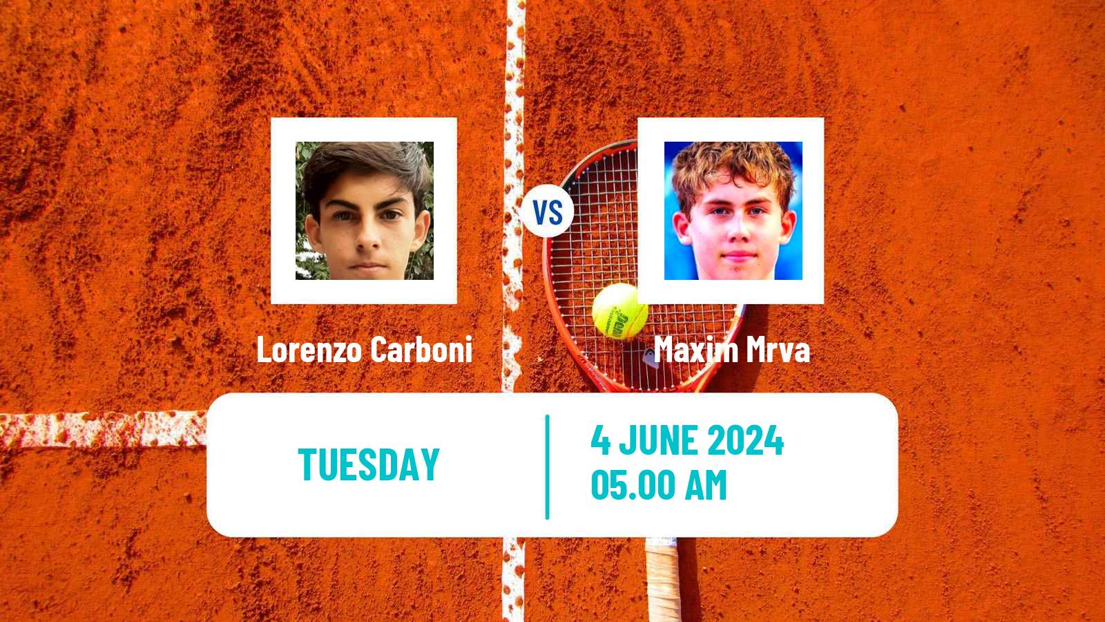 Tennis Boys Singles French Open Lorenzo Carboni - Maxim Mrva