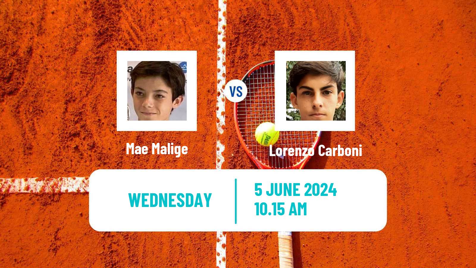Tennis Boys Singles French Open Mae Malige - Lorenzo Carboni
