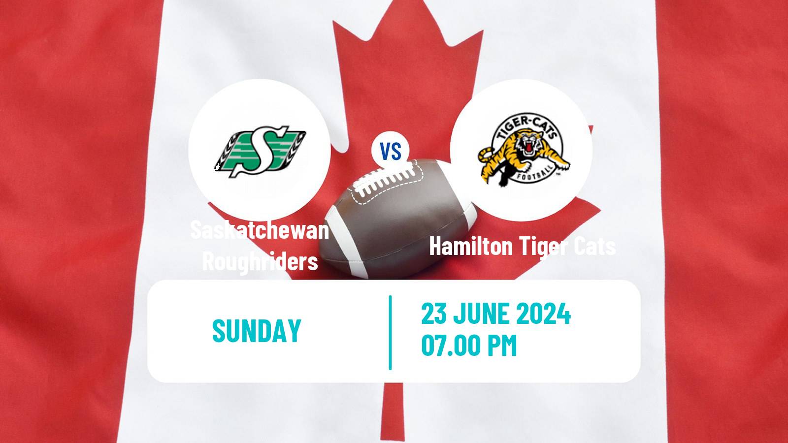 Canadian football CFL Saskatchewan Roughriders - Hamilton Tiger Cats