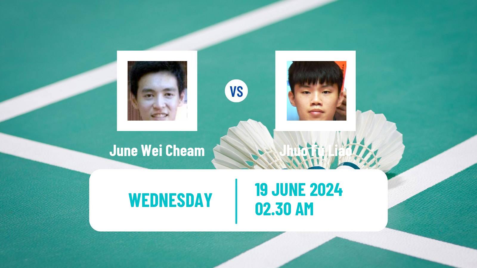 Badminton BWF World Tour Kaohsiung Masters Men June Wei Cheam - Jhuo Fu Liao