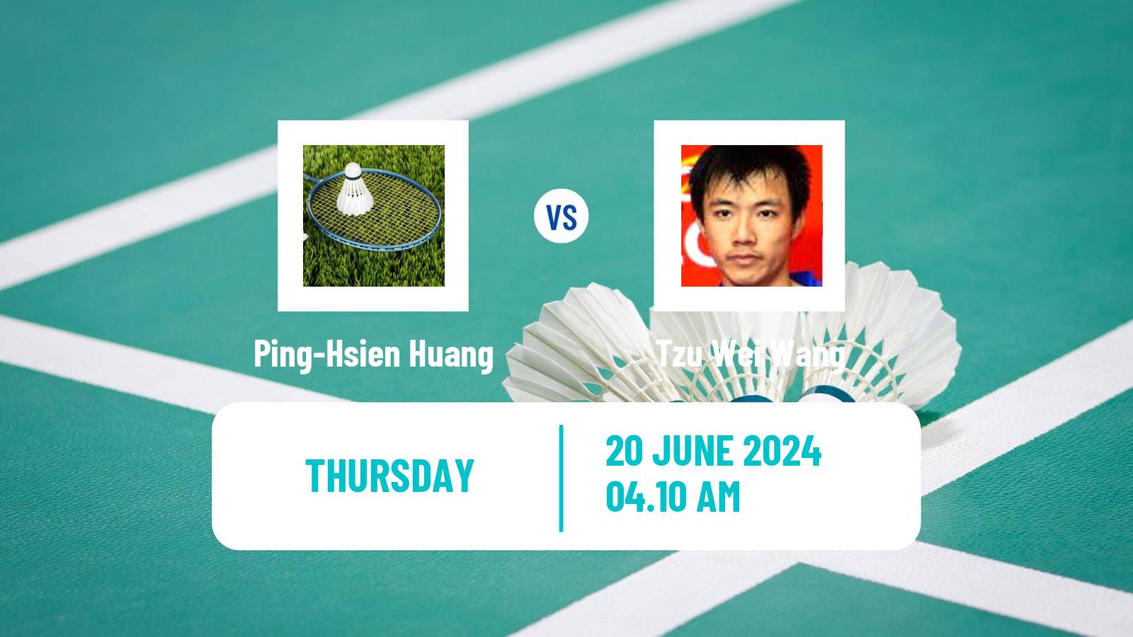 Badminton BWF World Tour Kaohsiung Masters Men Ping-Hsien Huang - Tzu Wei Wang