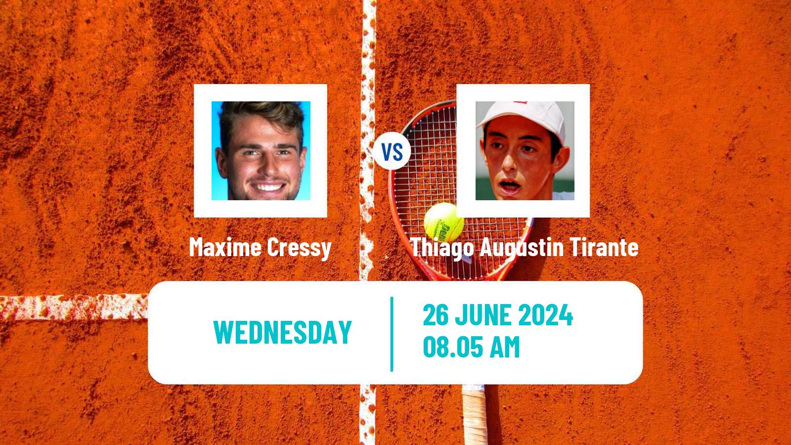 Tennis ATP Wimbledon Maxime Cressy - Thiago Augustin Tirante