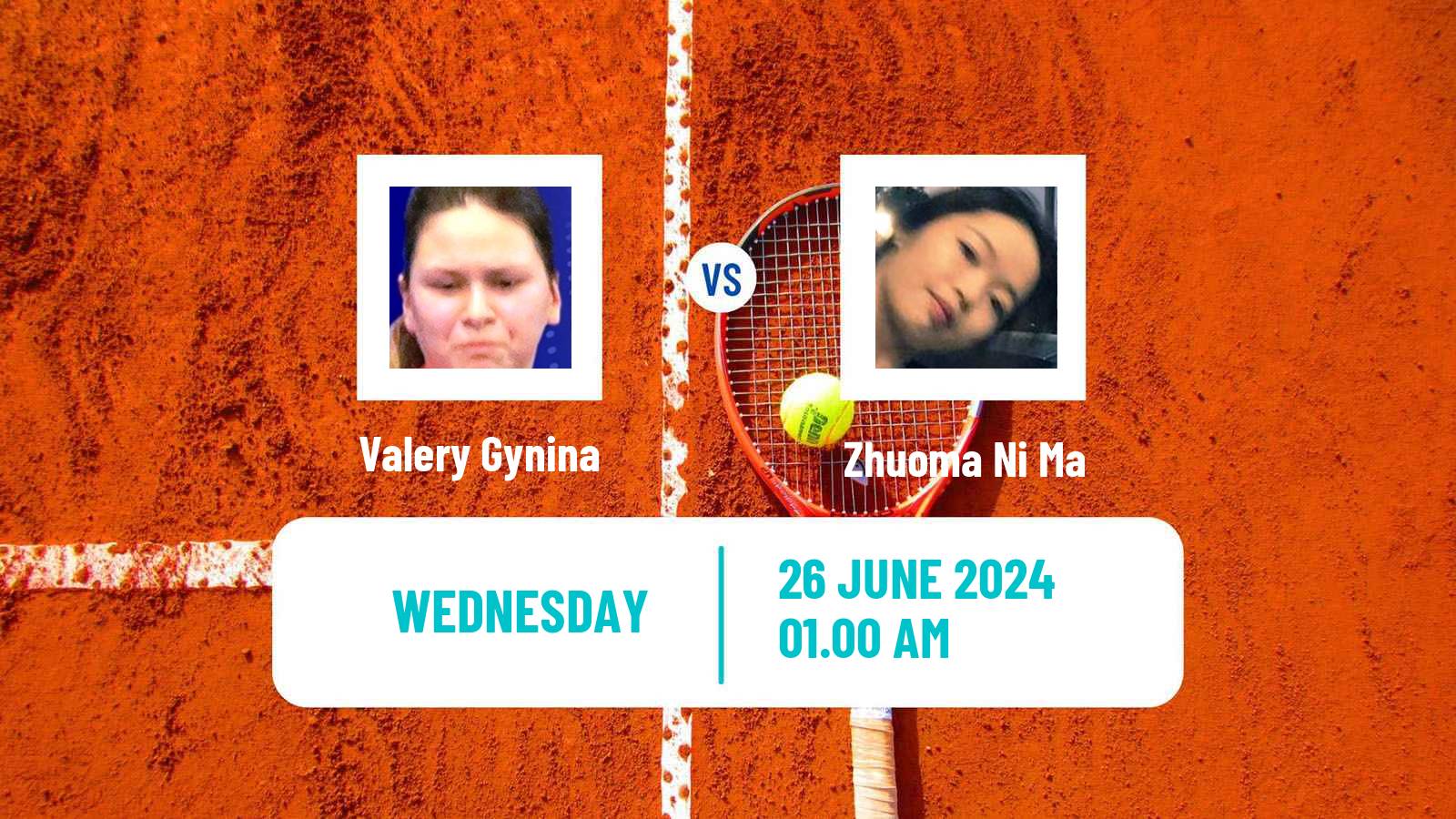 Tennis ITF W15 Tianjin Women Valery Gynina - Zhuoma Ni Ma