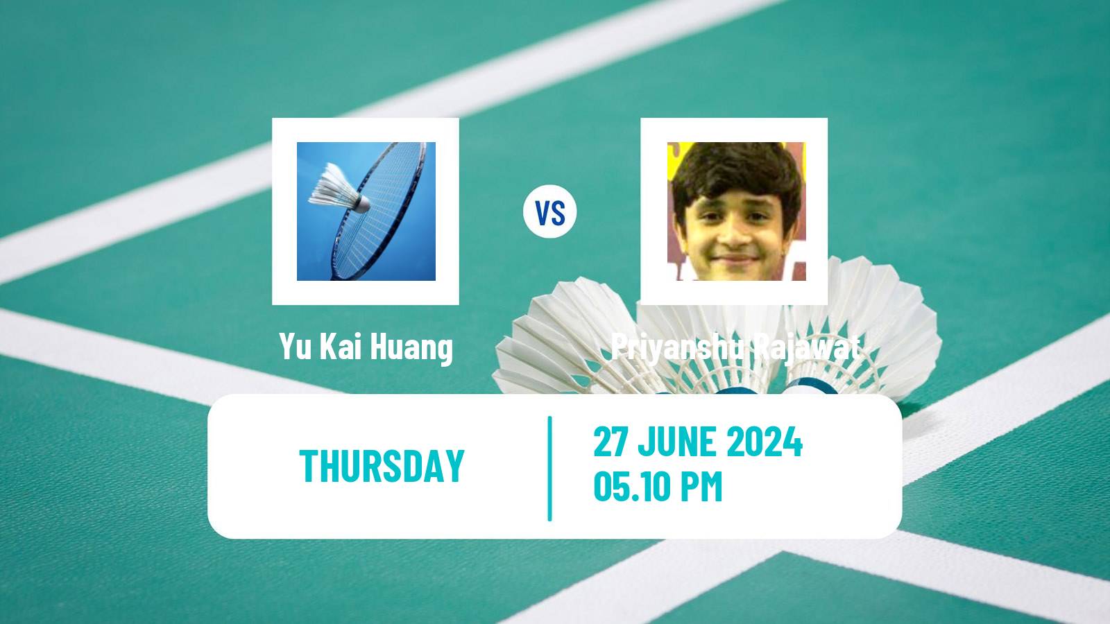Badminton BWF World Tour Us Open Men Yu Kai Huang - Priyanshu Rajawat