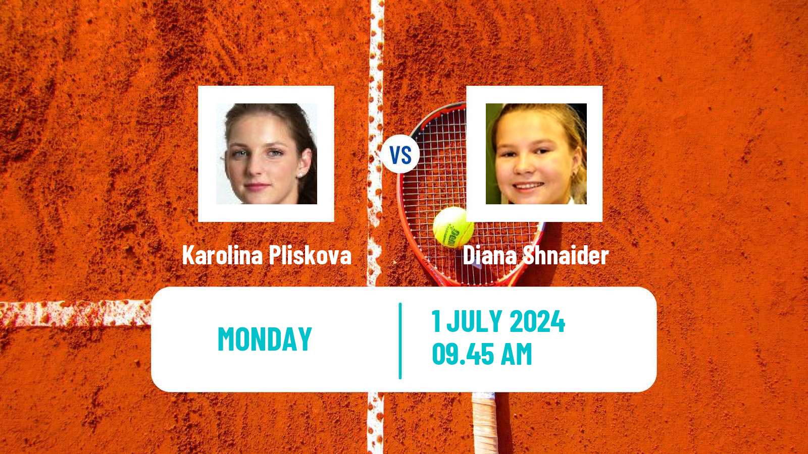 Tennis WTA Wimbledon Karolina Pliskova - Diana Shnaider