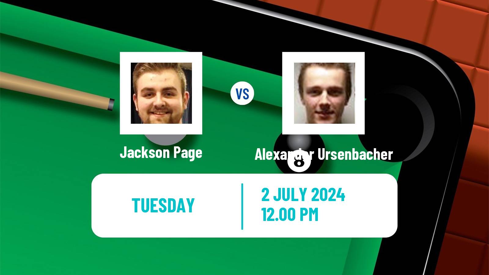 Snooker Championship League Jackson Page - Alexander Ursenbacher