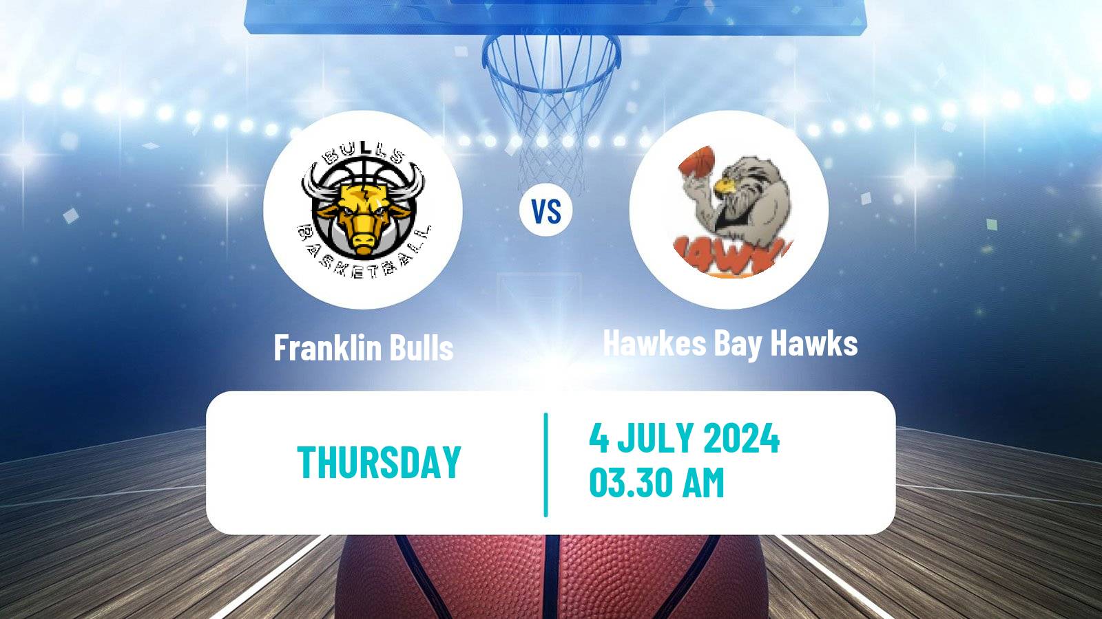 Basketball New Zealand NBL Franklin Bulls - Hawkes Bay Hawks