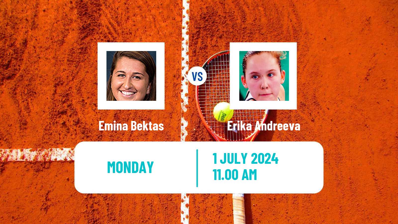 Tennis WTA Wimbledon Emina Bektas - Erika Andreeva