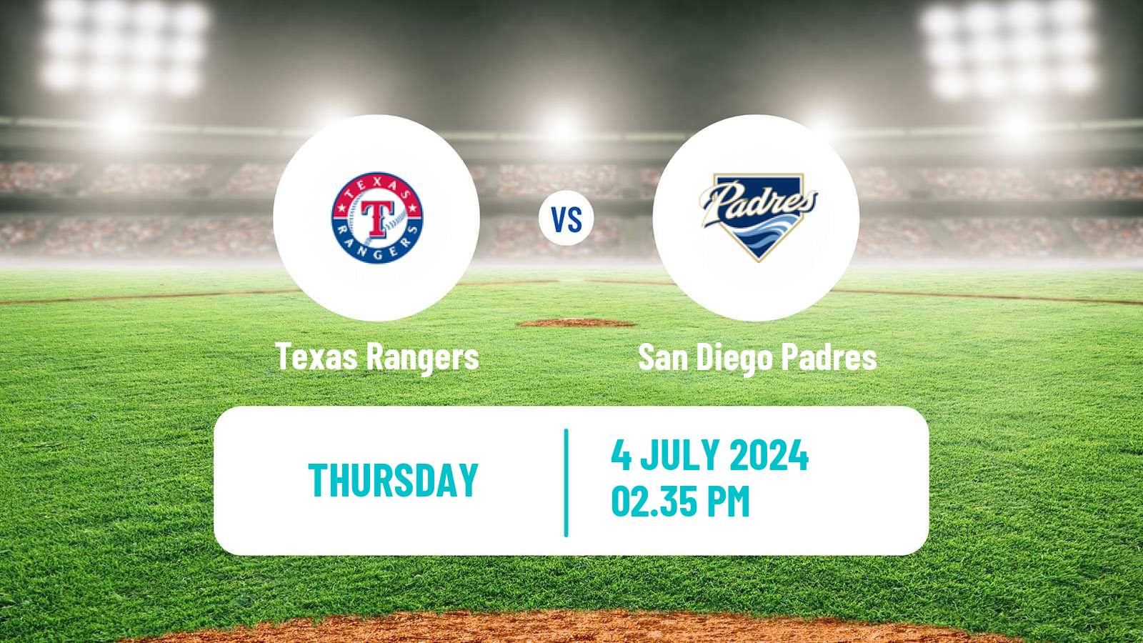 Baseball MLB Texas Rangers - San Diego Padres