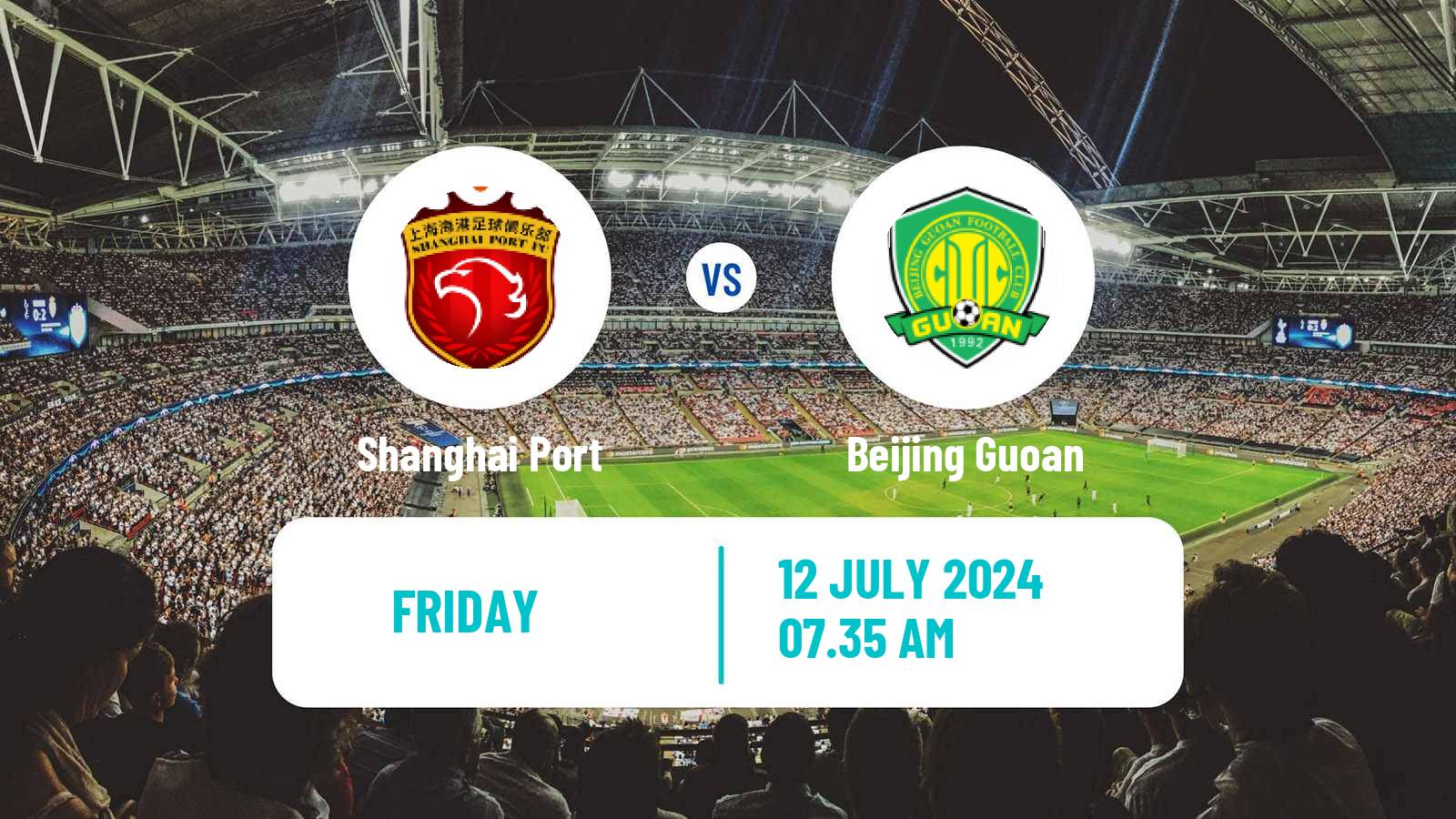 Soccer Chinese Super League Shanghai Port - Beijing Guoan