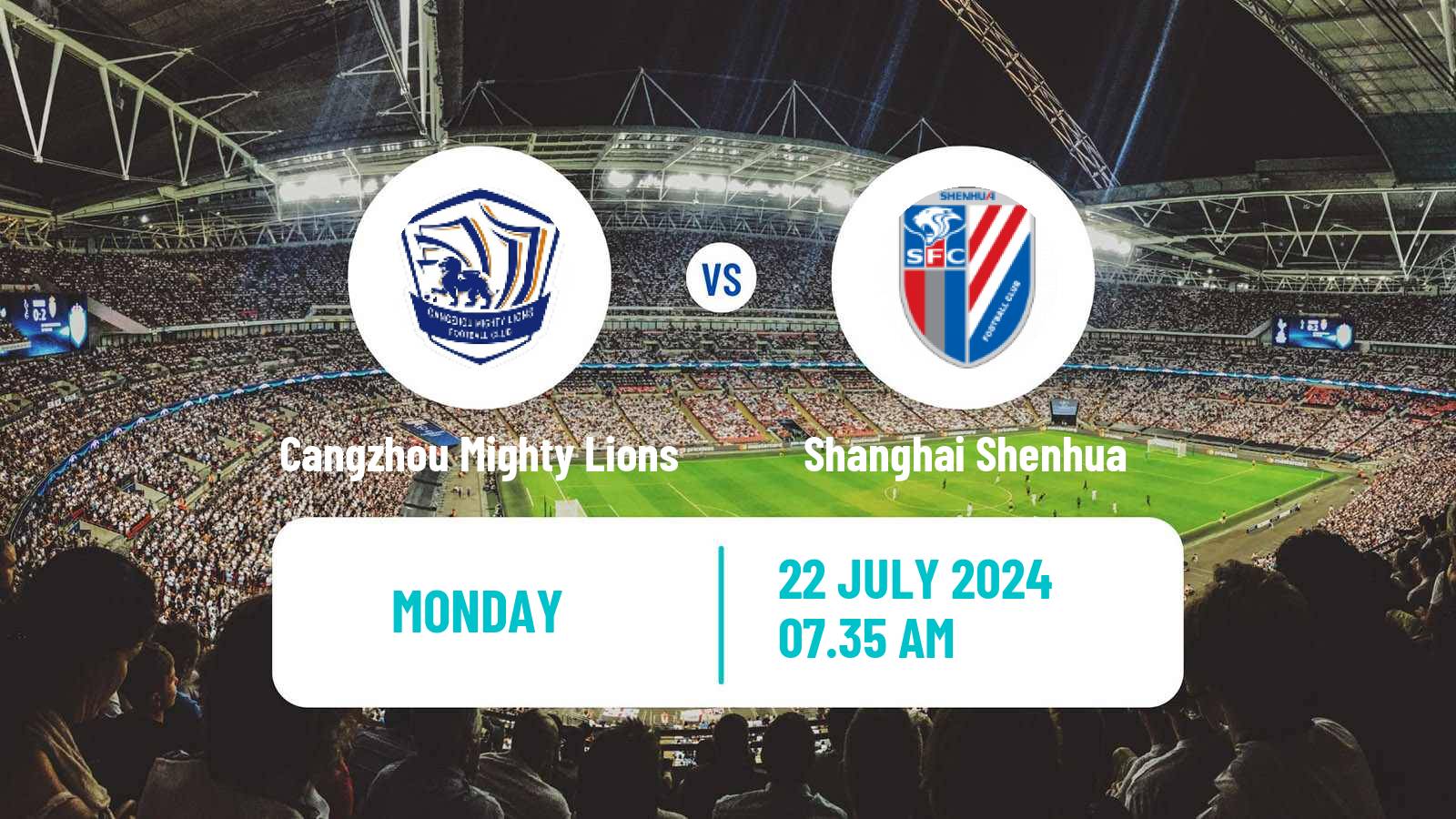 Soccer Chinese Super League Cangzhou Mighty Lions - Shanghai Shenhua