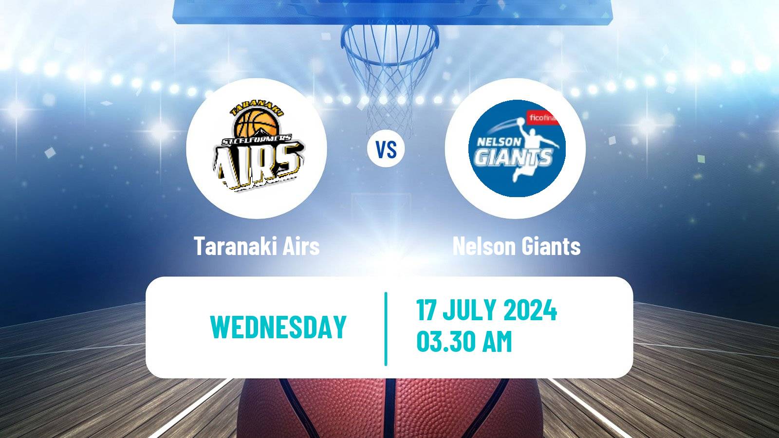 Basketball New Zealand NBL Taranaki Airs - Nelson Giants