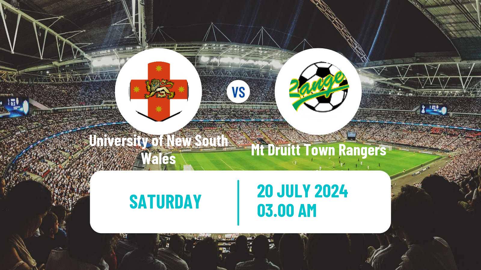 Soccer Australian NSW League One University of New South Wales - Mt Druitt Town Rangers
