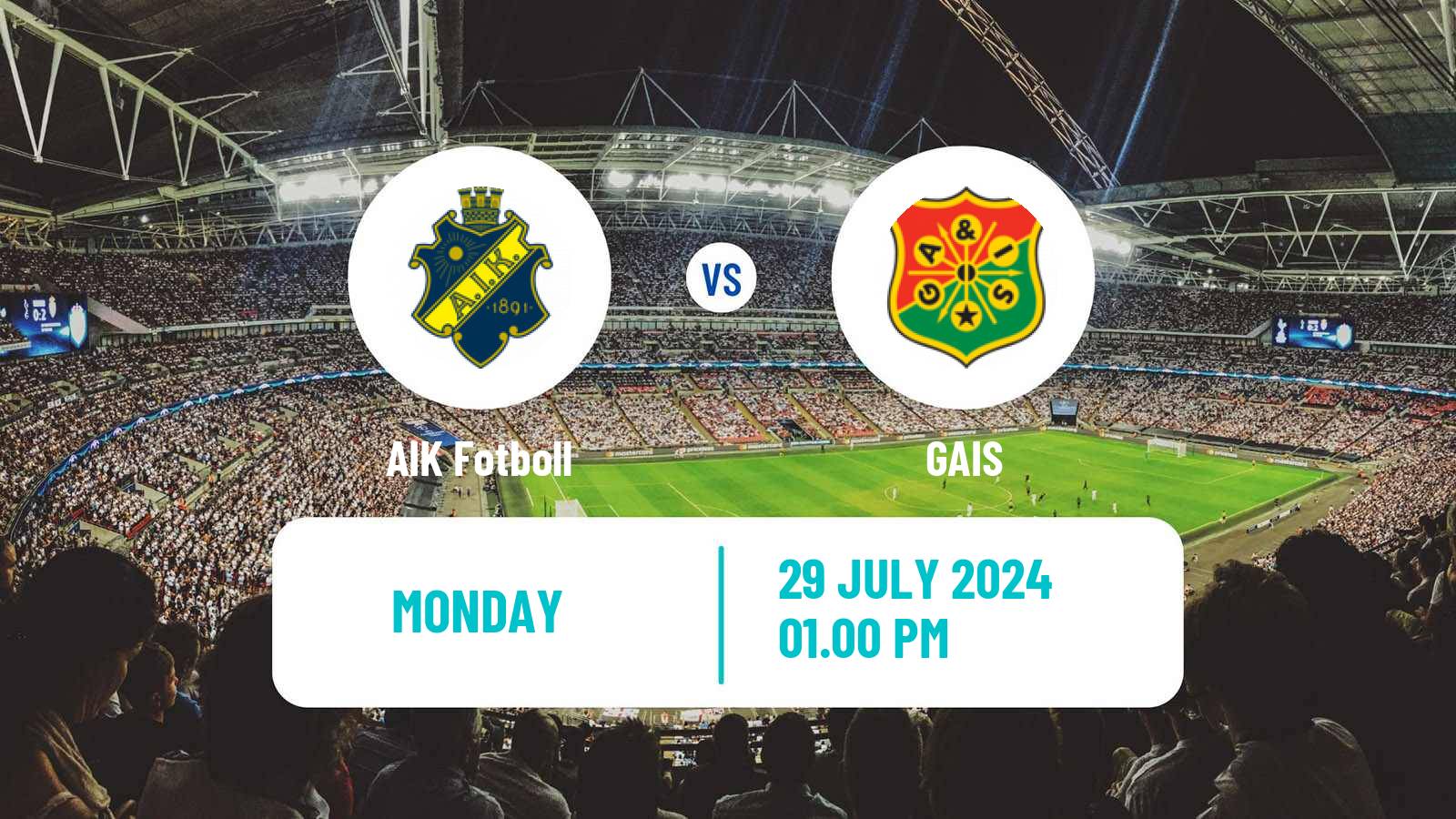 Soccer Swedish Allsvenskan AIK - GAIS