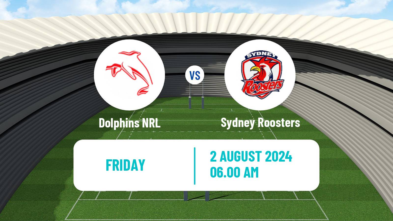 Rugby league Australian NRL Dolphins - Sydney Roosters