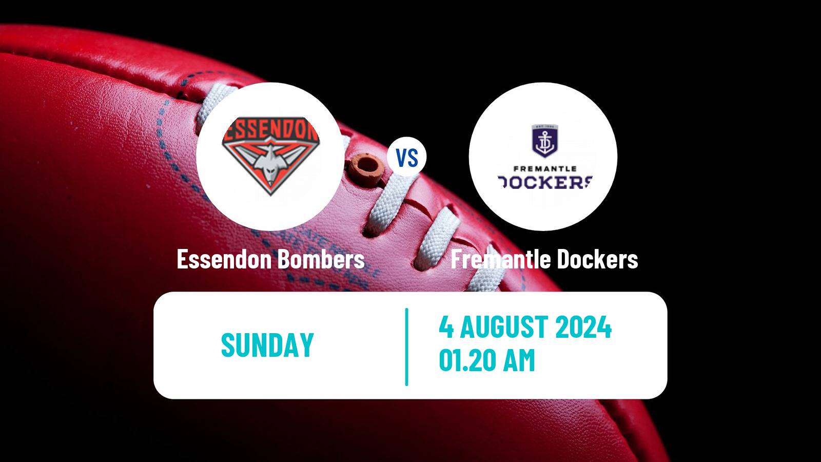 Aussie rules AFL Essendon Bombers - Fremantle Dockers