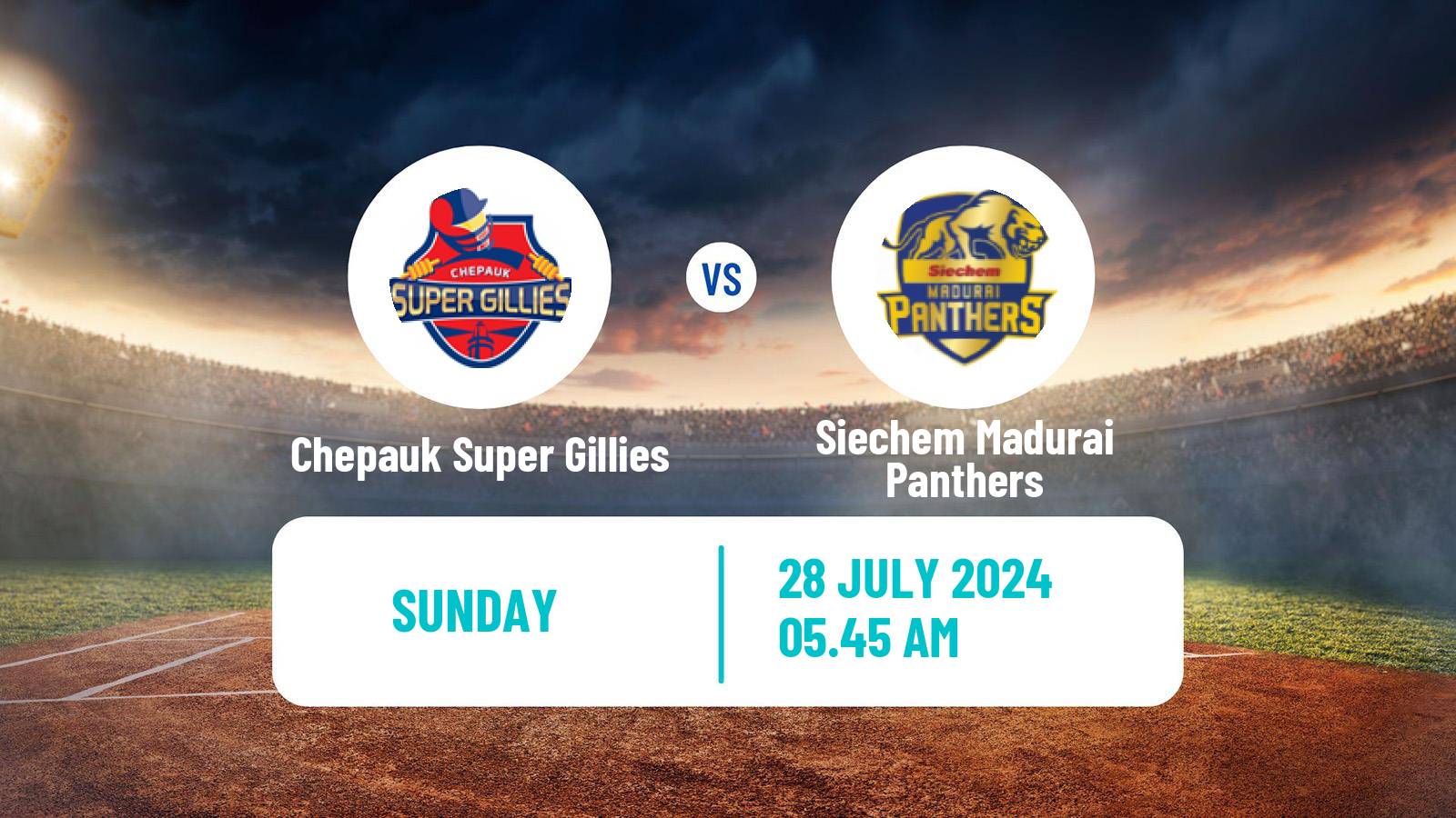 Cricket Tamil Nadu Premier League Chepauk Super Gillies - Siechem Madurai Panthers