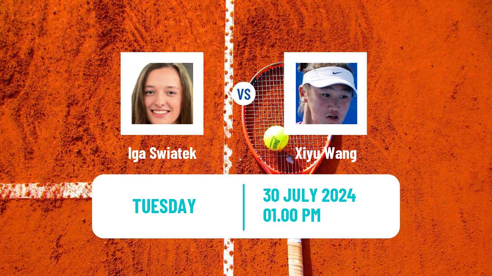 Tennis WTA Olympic Games Iga Swiatek - Xiyu Wang