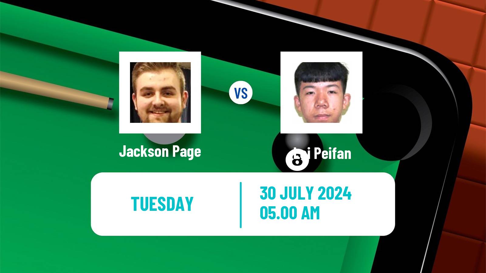 Snooker Wuhan Open Jackson Page - Lei Peifan