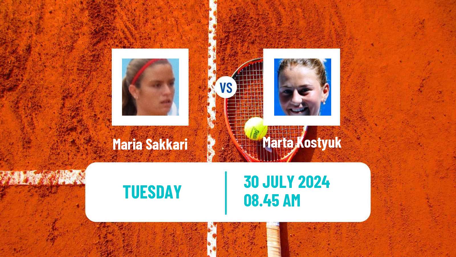 Tennis WTA Olympic Games Maria Sakkari - Marta Kostyuk