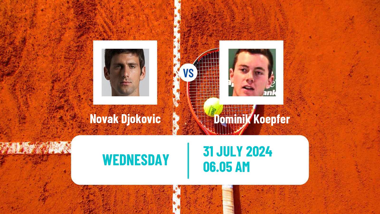 Tennis ATP Olympic Games Novak Djokovic - Dominik Koepfer